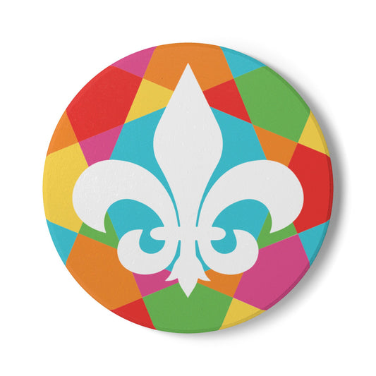Colorful Fleur-de-lis Ceramic Coaster