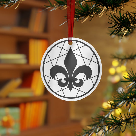 B&W Fleur-de-lis Metal Ornament