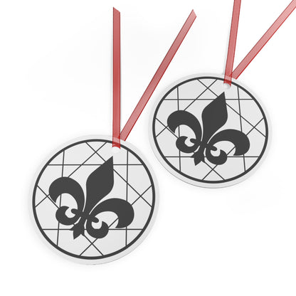 B&W Fleur-de-lis Metal Ornament