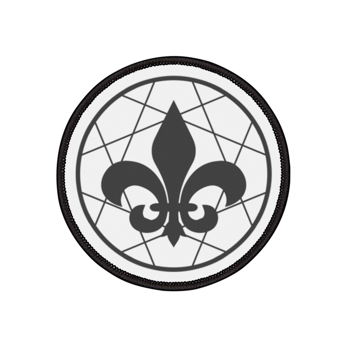 Fleur De Lis Iron-On Patch, B&W