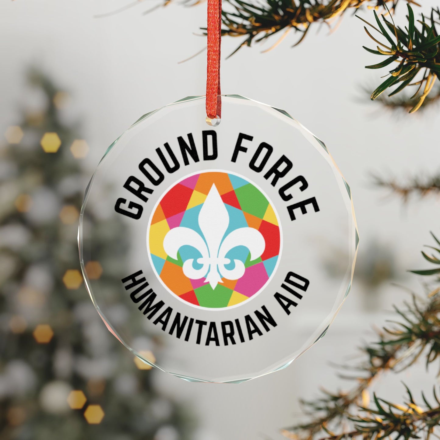 Ground Force Crystal Glass Ornament