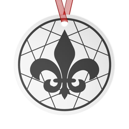 B&W Fleur-de-lis Metal Ornament